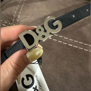 Dolce & Gabana Black Leather Belt Silver Buckle New With Tags Authentic